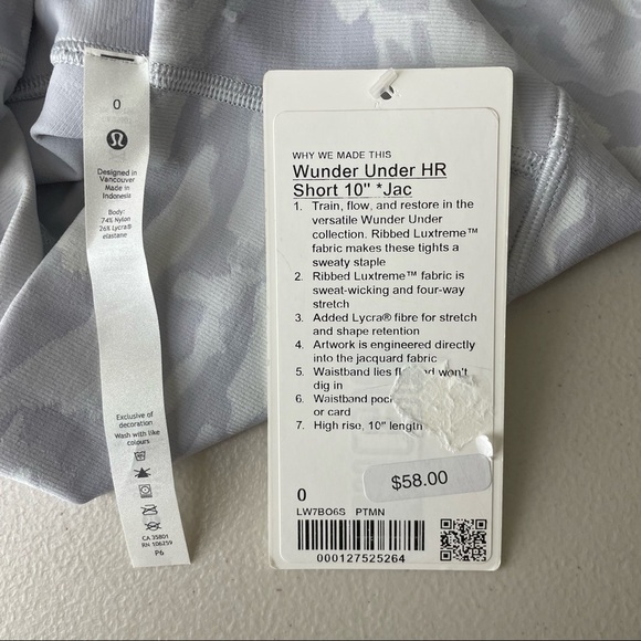 LULULEMON NWT WUNDER UNDER SHORT 10” RIBBED INCOGNITO CAMO ALPINE WHITE STARLIGH - Picture 6 of 6